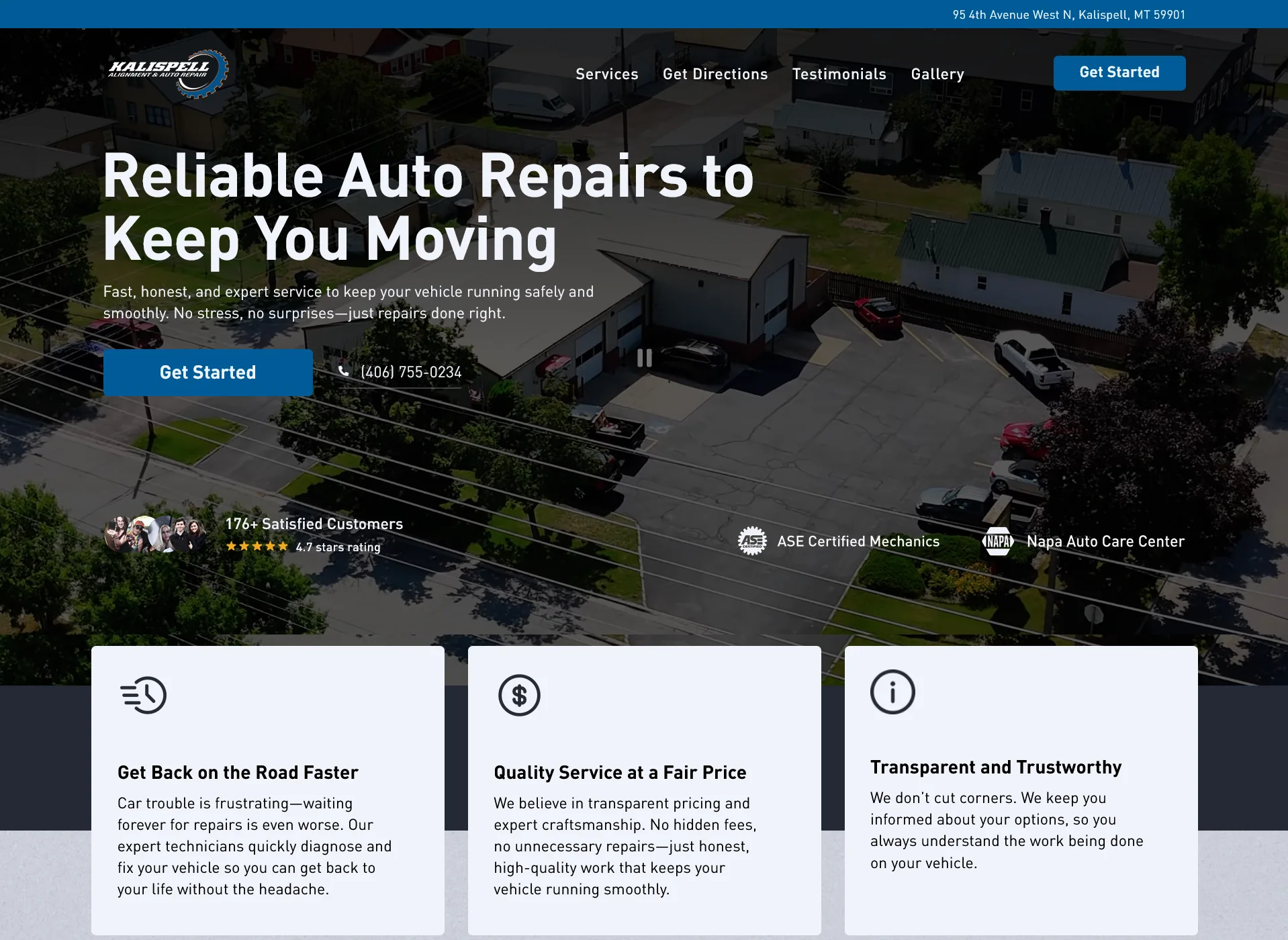 KAAR website after the Busic Digital redesign, showing service categories and clear paths to call or book